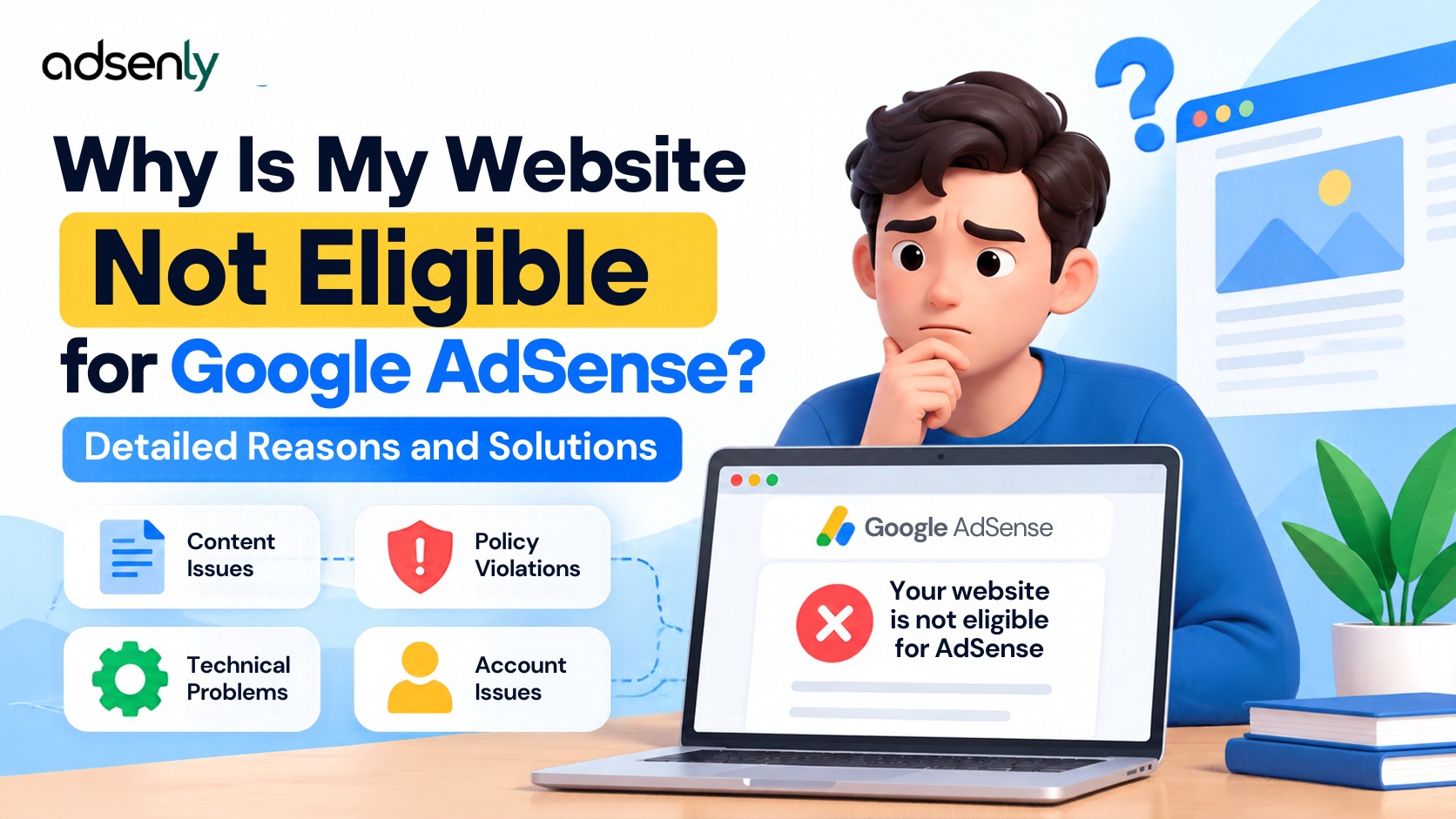 Common reasons a website may not be eligible for Google AdSense